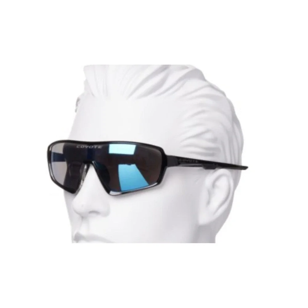 Coyote Kaos Unisex‎ Sports Shield Designer Sunglasses Black/Ice Blue $79.99 WOW!